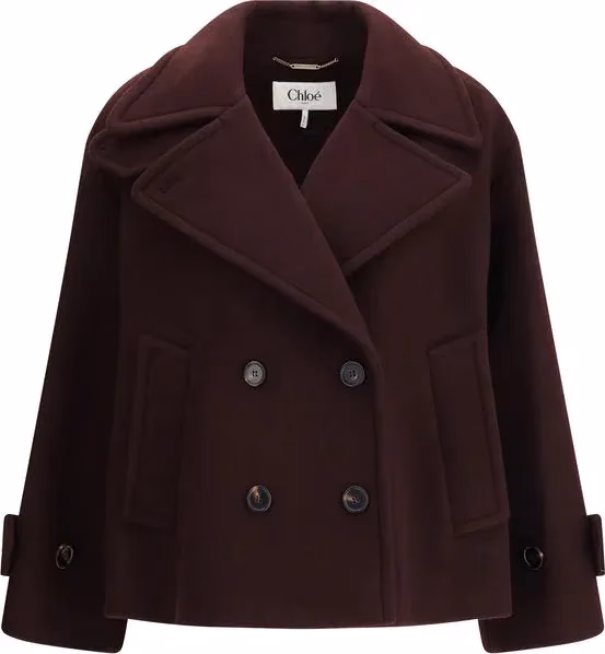 Chloé Bordeaux Fleece Wool Coat