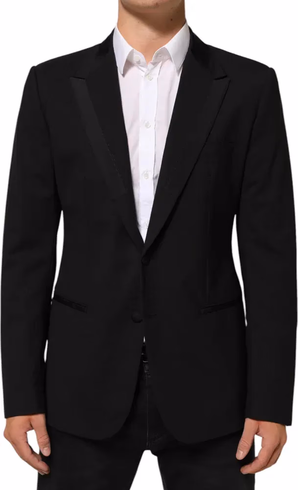 Dolce & Gabbana Black Wool 2 Buttons Suit Men Jacket Blazer