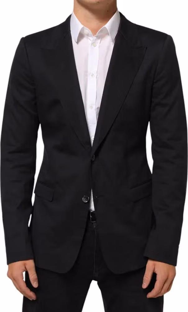 Dolce & Gabbana Black Cotton 2 Buttons Suit Jacket Blazer