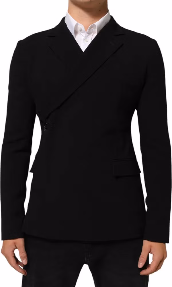 Dolce & Gabbana Black Wool Double Breasted Men Jacket Blazer