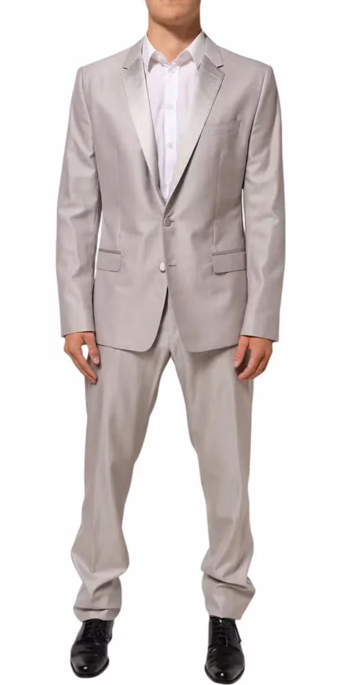Dolce & Gabbana Light Gray Wool 2 Piece MARTINI Formal Suit