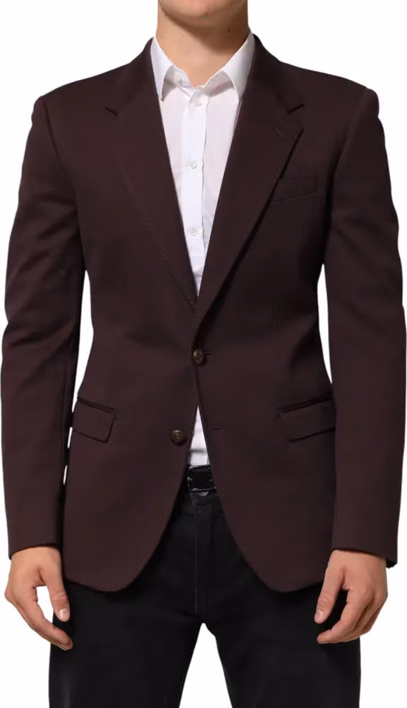 Dolce & Gabbana Maroon Cotton 2 Buttons Suit Jacket Blazer