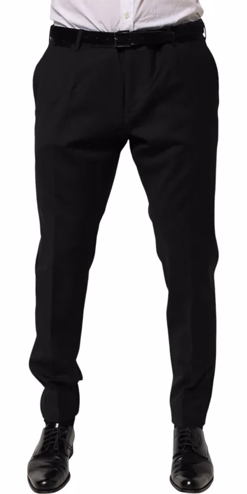 Dolce & Gabbana Black Wool Formal Dress Men Trouser Pants