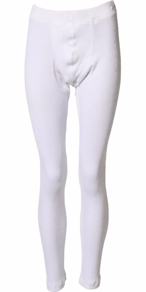 Dolce & Gabbana White Cotton Mid Waist Tights Leggings Pants