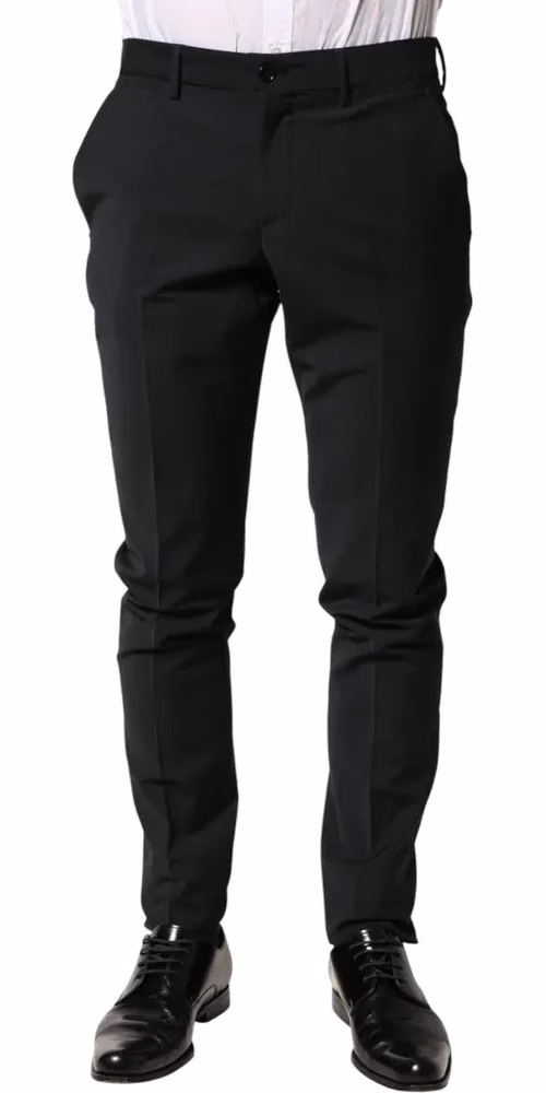 Dolce & Gabbana Black Wool Formal Dress Men Trouser Pants