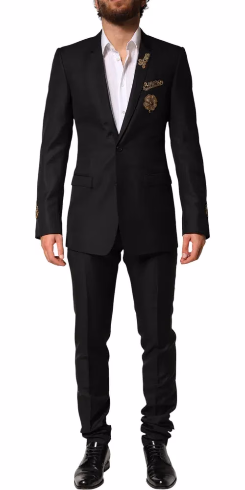 Dolce & Gabbana Black Embellished Single Breasted 2 Pc Suit