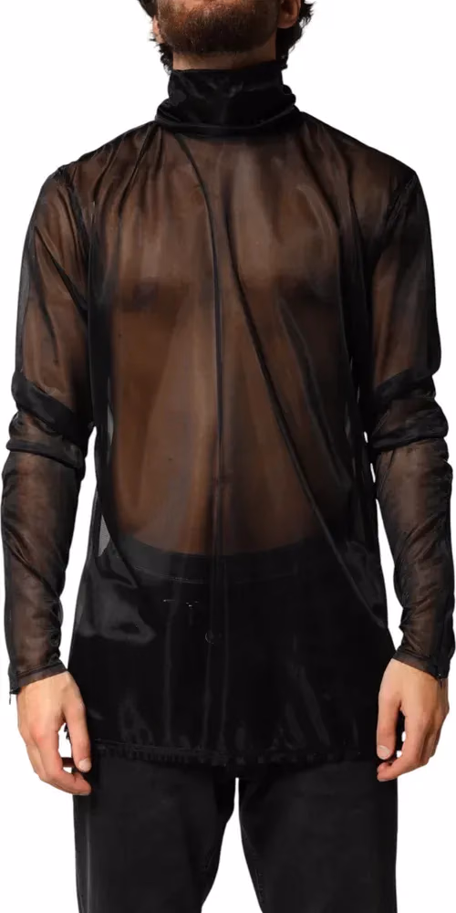 Dolce & Gabbana Black Sheer Long Sleeves Turtleneck Top