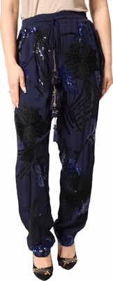 Blue Sequined Tapered Trouser Pants