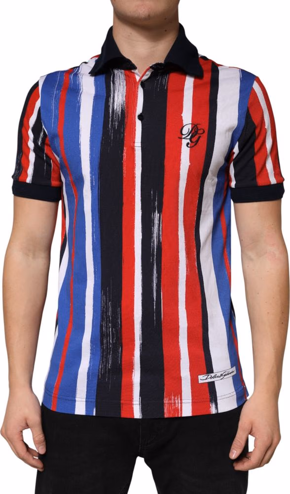 Dolce & Gabbana Multicolor Stripes Cotton Men Polo T-shirt