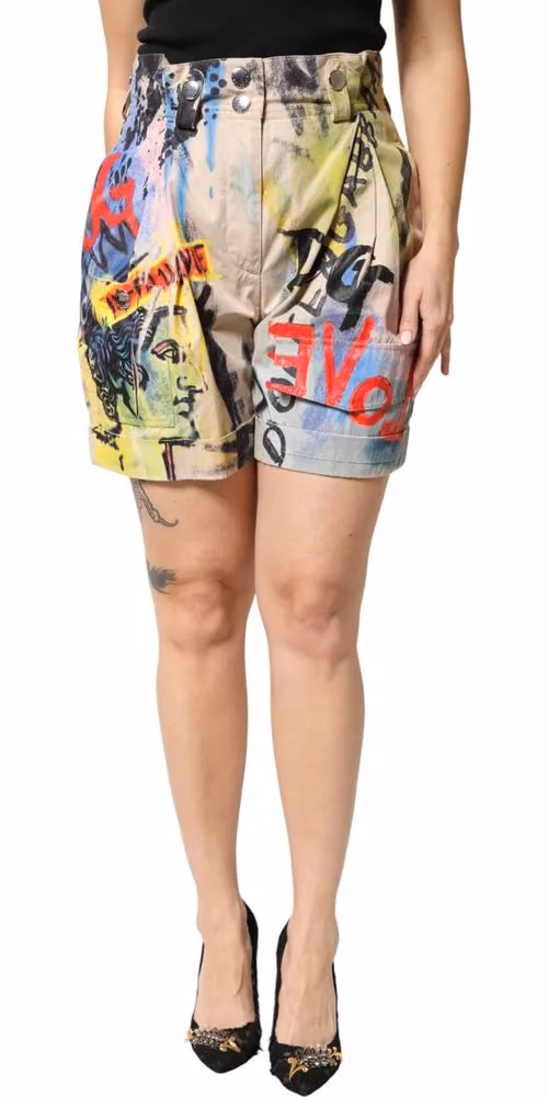 Dolce & Gabbana Multicolor Graffiti HighWaist Bermuda Shorts