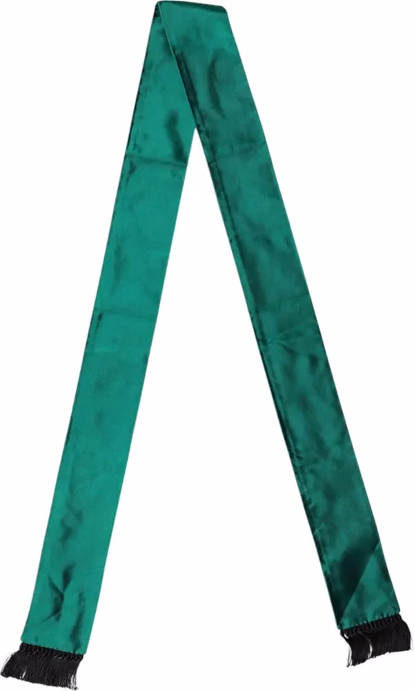 Dolce & Gabbana Green Silk Fringes Neck Wrap Foulard Scarf