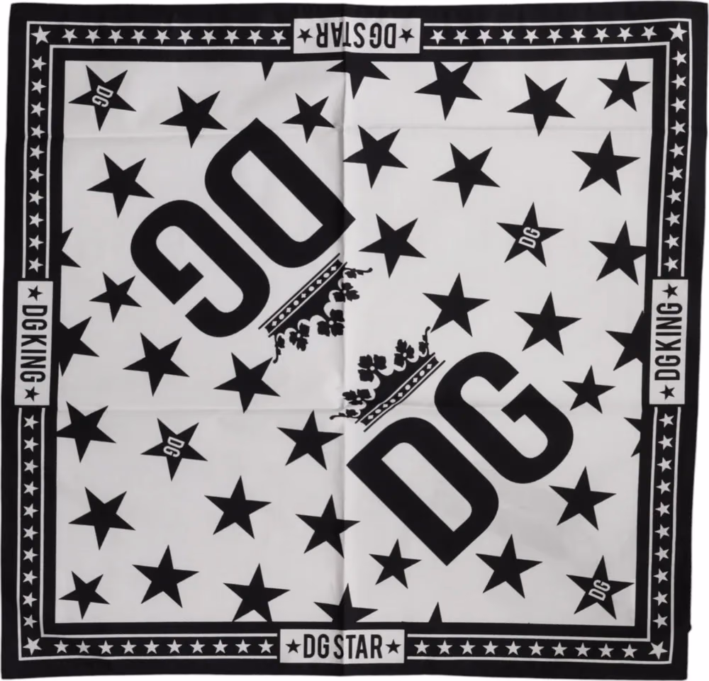 Dolce & Gabbana White DG Crown Print Square Foulard 52cm x 50.5cm Scarf