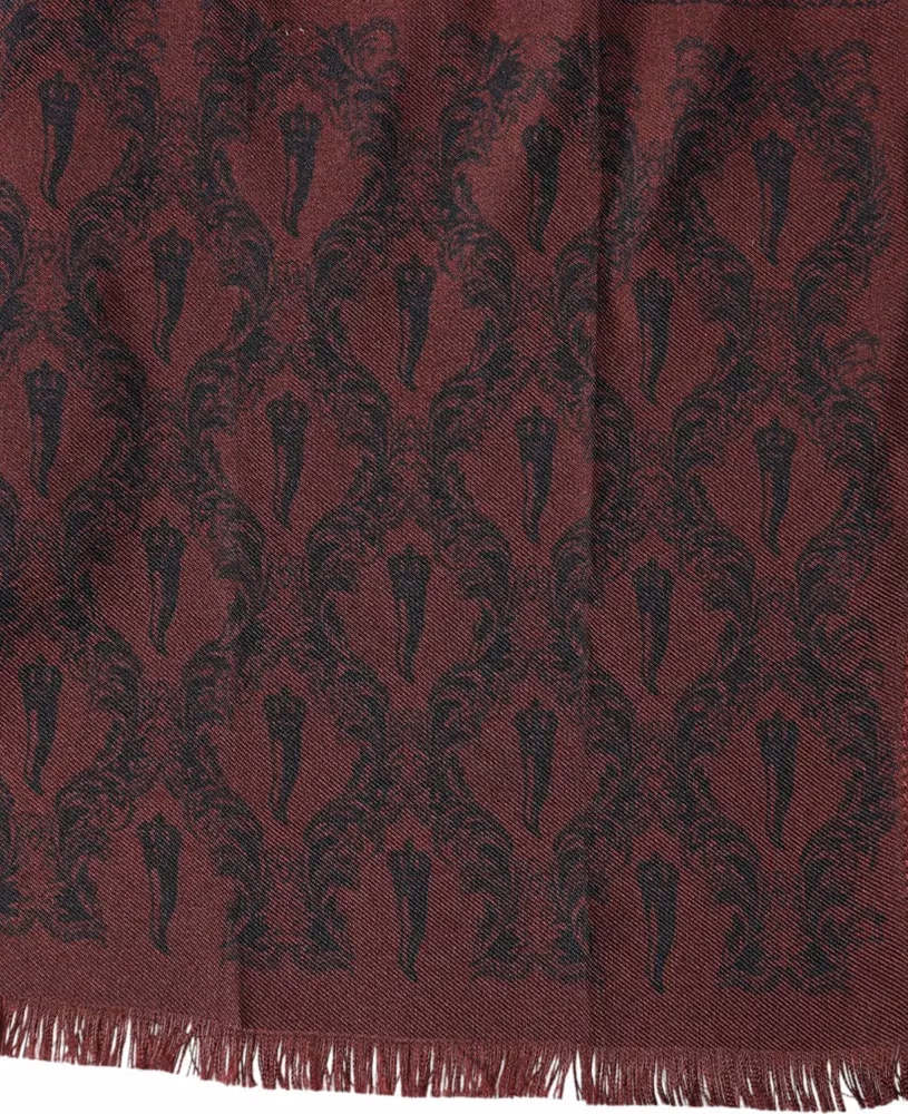 Dolce & Gabbana Maroon Patterned Silk Wrap Foulard Men 133cm x 22cm Scarf
