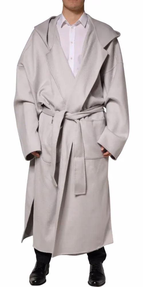Dolce & Gabbana Off White Belted Long Trench Coat Men Jacket